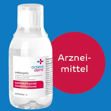 Abbildung des Fläschchens der hygienischen octenident® Mundspüllösung.