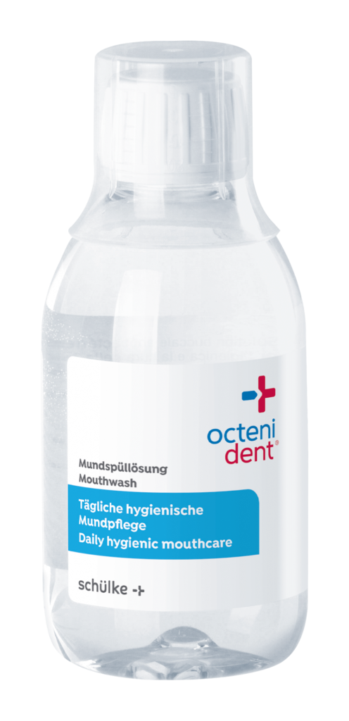Abbildung des Fläschchens der hygienischen octenident® Mundspüllösung.