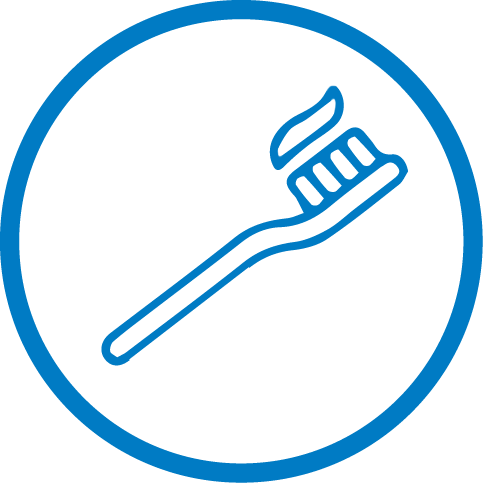 Icon für Zähne putzen: Zähne putzen wird zwei Mal täglich empfohlen.