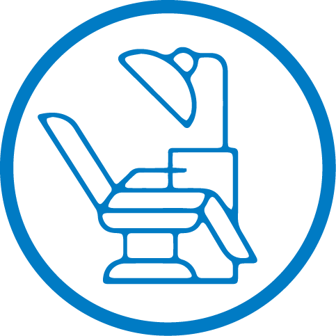 Icon mit einem Behandlungsstuhl des Zahnarztes.