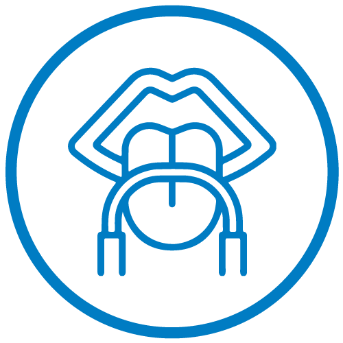 Icon für einen Zahn und Zahnfleisch in gesundem Zustand. 