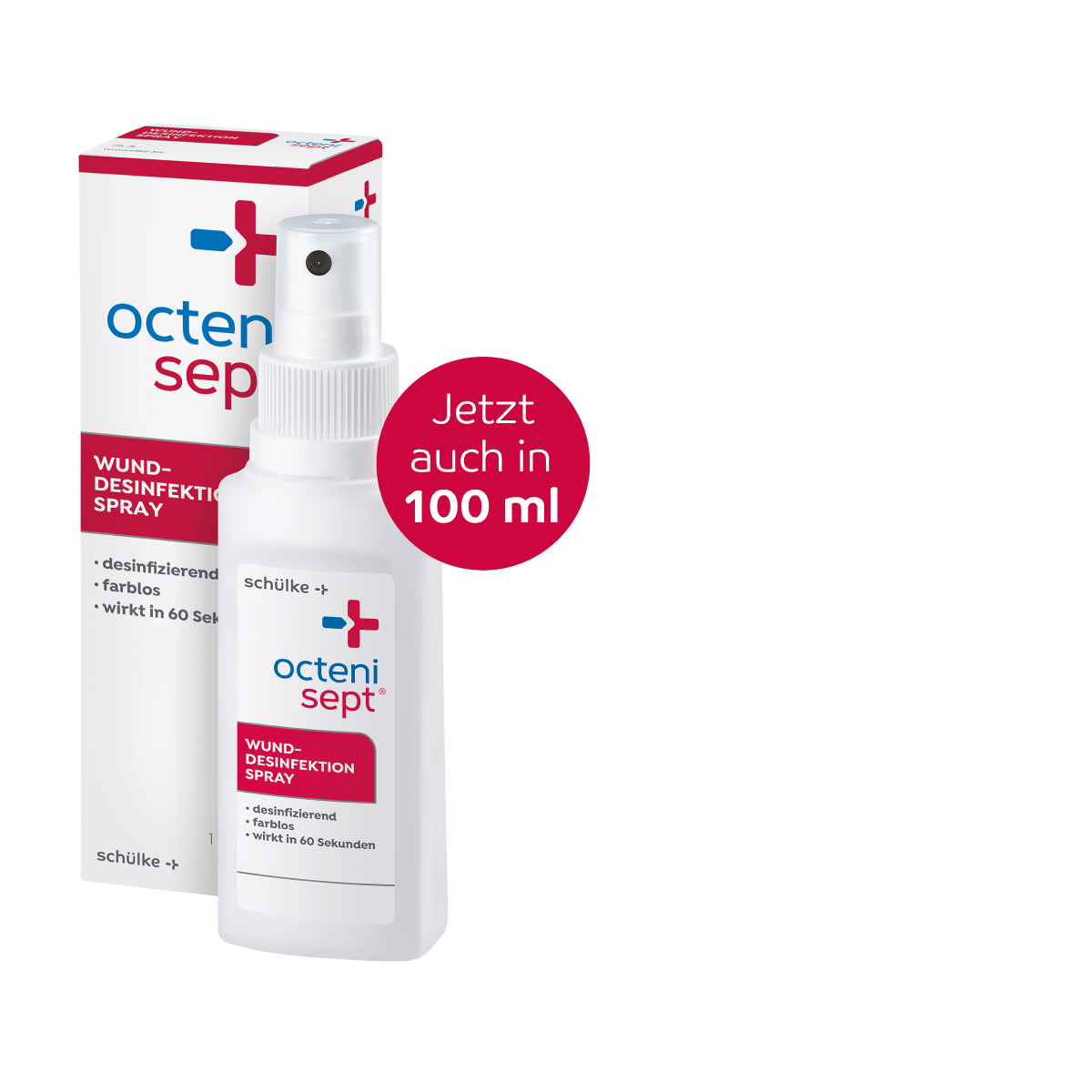 Sprühflasche und Verpackung von octenisept® Wund-Desinfektion Spray.